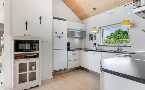 Eve - 700M from the Sea: Kitchen, Interior Design, Countertop, Flooring, Ceiling, Wood, Kitchen Appliance, Light Fixture, Furniture, Cabinetry