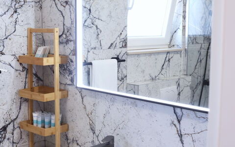 Amara: Wall, Mirror, Interior Design, Plumbing Fixture, Sink, Tap, Bathroom Sink, Bathroom, Plumbing, Bathroom Cabinet
