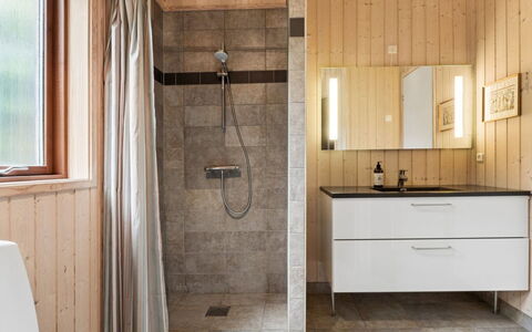 Stasia - 50M from the Sea: Flooring, Floor, Wall, Plumbing Fixture, Wood, Interior Design, Bathroom, Plumbing, Tile, Bathroom Cabinet
