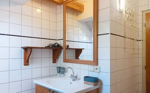 Jizera Cottage: Bathroom Sink, Wall, Plumbing Fixture, Sink, Interior Design, Flooring, Wood, Tap, Floor, Bathroom