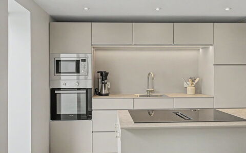 Swarthofthi - 90M from the Sea: Kitchen, Kitchen Appliance, Countertop, Interior Design, Cabinetry, Flooring, Furniture, Wall, Floor, Wood