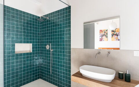 Villa Maddalena: Flooring, Floor, Plumbing Fixture, Tile, Bathroom, Plumbing, Ceramic, Tap, Toilet