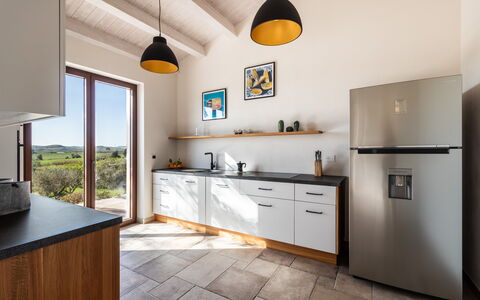 Villa Maddalena: Kitchen, Kitchen Appliance, Countertop, Interior Design, Furniture, Cabinetry, Major Appliance, Flooring, Home Appliance, Home