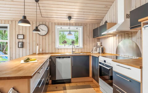 Sissa - 700M from the Sea: Flooring, Wood, Kitchen, Interior Design, Countertop, Ceiling, Floor, Kitchen Appliance, Furniture, Cabinetry