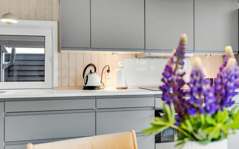 Sylvelin - 40M from the Sea: Kitchen, Countertop, Interior Design, Kitchen Appliance, Furniture, Flooring, Cabinetry, Wood, Home Appliance, Major Appliance