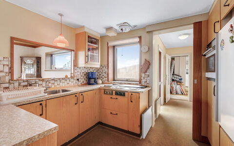 Nyyrikki - 350M from the Sea: Countertop, Wood, Kitchen, Cabinetry, Furniture, Interior Design, Major Appliance, Kitchen Appliance, Floor, Ceiling