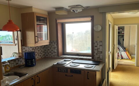 Nyyrikki - 350M from the Sea: Kitchen, Wood, Kitchen Appliance, Major Appliance, Countertop, Interior Design, Cabinetry, Flooring, Room, Furniture