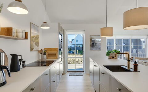 Raimund - 600M from the Sea: Kitchen, Countertop, Flooring, Interior Design, Furniture, Cabinetry, Kitchen Appliance, Ceiling, Floor, Light Fixture