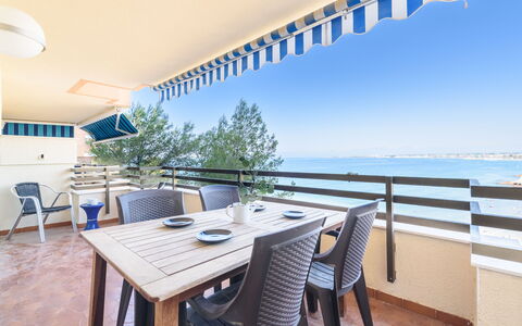 Helios: Furniture, Sea, Shade, Balcony, Outdoor Furniture, Chair, Ocean, Beach, Tropics, Fence