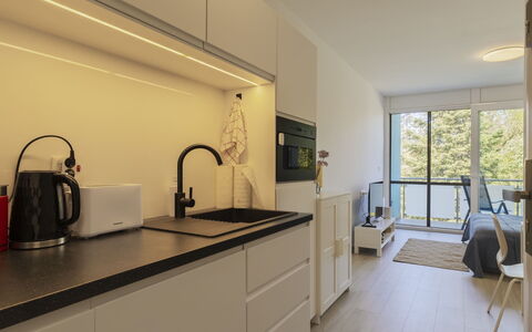 Gárdonyi Garden: Kitchen, Interior Design, Countertop, Flooring, Wood, Floor, Kitchen Appliance, Furniture, Ceiling, Cabinetry