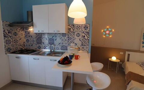 Casa Maya a Otranto: Interior Design, Furniture, Flooring, Floor, Room, Kitchen, Kitchen Appliance, Countertop, Major Appliance, Chair