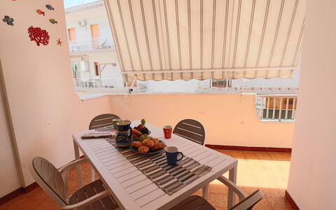 Margherita: Wood, Furniture, Interior Design, Chair, Floor, Balcony, Kitchen & Dining Room Table, Shade, Outdoor Furniture, Outdoor Table