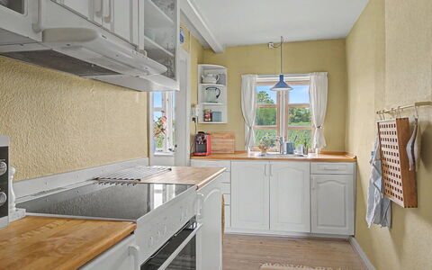 Olufdine - 350M from the Sea: Kitchen Appliance, Kitchen, Major Appliance, Countertop, Interior Design, Cabinetry, Flooring, Furniture, Wood, Floor
