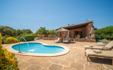 Casa Geranios: Blue, Swimming Pool, Outdoor Furniture, Resort, Shade, Chair, Flagstone, Eco Hotel, Umbrella, Villa