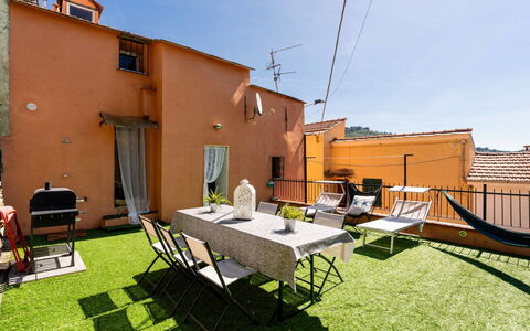 Paolina: Interior Design, Apartment, Balcony, Hardwood, Wood Stain, Wood Flooring, Handrail, Daylighting, Hotel, Penthouse Apartment