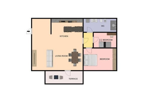 Suite Pineta: Living Room, Bedroom, Bed
