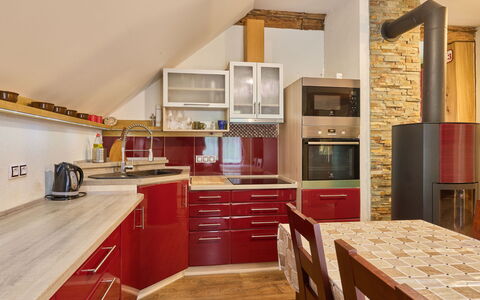 Stodola: Kitchen, Interior Design, Furniture, Flooring, Countertop, Wood, Floor, Cabinetry, Ceiling, Kitchen Appliance