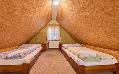 Stodola: Wood, Flooring, Floor, Interior Design, Bedroom, Home, Wood Stain, Room, Bed, Ceiling