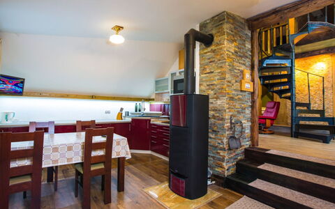 Stodola: Wood, Flooring, Furniture, Interior Design, Floor, Ceiling, Home, Room, Living Room, Cottage