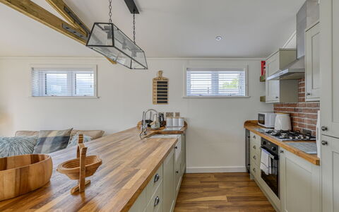 Loch Ness Hamptons Lodge: Interior Design, Flooring, Wood, Cabinetry, Countertop, Ceiling, Furniture, Floor, Kitchen, Room