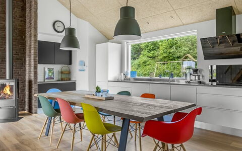 Anabel - 800M from the Sea: Furniture, Interior Design, Flooring, Wood, Floor, Chair, Kitchen & Dining Room Table, Dining Room, Kitchen, Ceiling