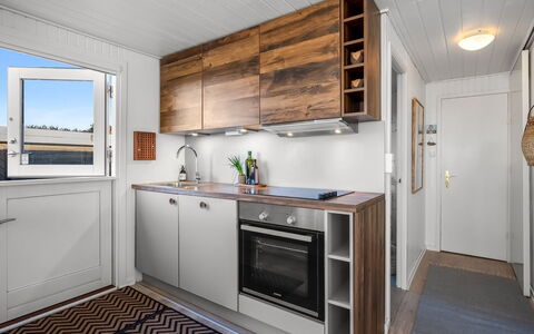 Gustav - 50M from the Sea: Wood, Kitchen, Major Appliance, Countertop, Wood Stain, Apartment, Hardwood, Cabinetry, Kitchen Appliance, Plank