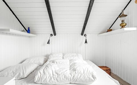 Ragnborg - 700M from the Sea: Bedroom, Wood, Ceiling, Bed, Interior Design, Floor, Lighting, Bedding, Bed Sheet, Linens