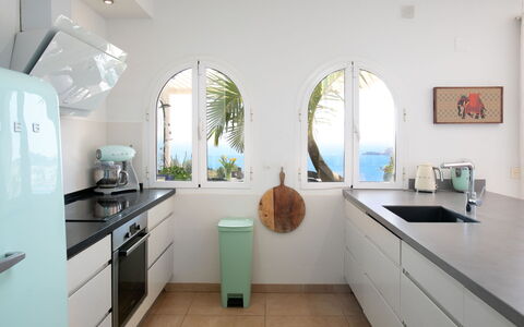 Lotus: Kitchen, Kitchen Appliance, Countertop, Interior Design, Furniture, Flooring, Major Appliance, Home Appliance, Cabinetry, Floor