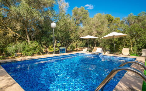 Es Racó de Campos: Blue, Swimming Pool, Water, Resort, Reflection, Shade, Outdoor Furniture, Eco Hotel, Reflecting Pool, Thermae
