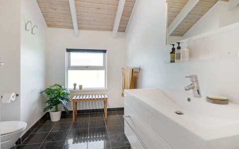 Kristine - 250M from the Sea: Flooring, Plumbing Fixture, Interior Design, Ceiling, Floor, Bathroom, Sink, Tap, Bathroom Sink, Plumbing
