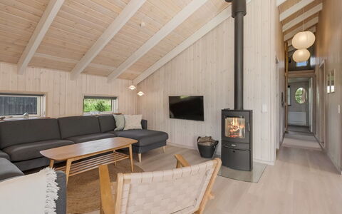 Kristine - 250M from the Sea: Wood, Flooring, Floor, Interior Design, Wood Flooring, Ceiling, Living Room, Home, Hardwood, Furniture