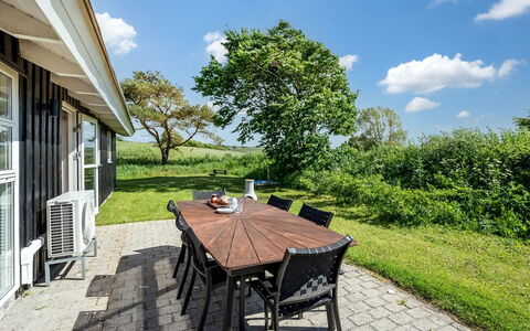 Kristine - 250M from the Sea: Grass, Home, Land Lot, Furniture, Cottage, Lawn, Shade, Groundcover, Garden, Chair