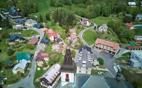 Rokytnice Nad Jizerou 2: House, Landscape, Residential Area, Roof, Rural Area, Bird'S-Eye View, Human Settlement, Village, Suburb, Aerial Photography