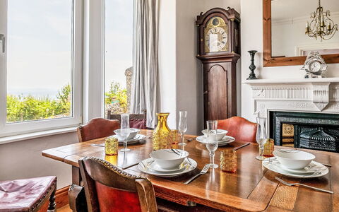 Smugglers View: Furniture, Interior Design, Wood, Flooring, Table, Picture Frame, Room, Lighting, Ceiling, Dining Room