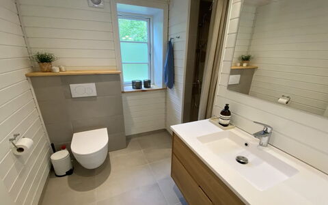 Stanko - 300M from the Sea: Flooring, Plumbing Fixture, Bathroom, Toilet, Floor, Toilet Seat, Interior Design, Plumbing, Sink, Bathroom Cabinet