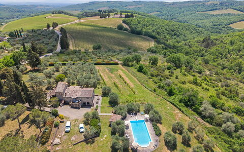 San Sano Retreat, Chianti Vineyard Views & Diving: House, Landscape, Rural Area, Estate, Land Lot, Cottage, Farmhouse, Village, Bird'S-Eye View, Landscaping