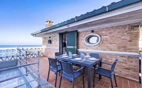 Cecina 570: Floor, Balcony, Chair, Wood Stain, Resort, Deck, Hardwood, Outdoor Furniture, Shade, Swimming Pool