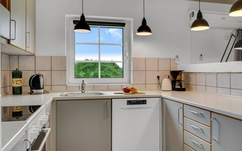 Hildegard - 50M from the Sea: Kitchen, Kitchen Appliance, Countertop, Interior Design, Cabinetry, Flooring, Ceiling, Major Appliance, Light Fixture, Kitchen Sink