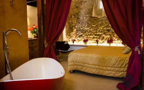 Villa Veneta - Historic Villa in the Prosecco Hill: Interior Design, Lighting, Furniture, Room, Curtain, Bedroom, Bed, Window Treatment, Bedding, Linens