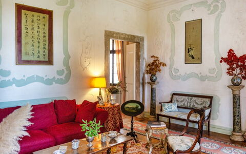 Villa Veneta - Historic Villa in the Prosecco Hill: Furniture, Interior Design, Wall, Flooring, Wood, Floor, Ceiling, Lighting, Room, Living Room