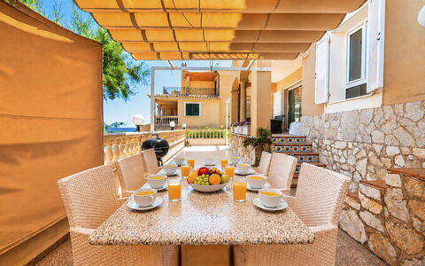 Magrana Pool House: Outdoor Furniture, Chair, Balcony, Shade, Resort, Umbrella, Eco Hotel, Outdoor Table, Villa, Kitchen & Dining Room Table