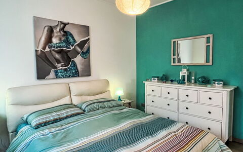 Ariel: Furniture, Blue, Bed, Bedroom, Interior Design, Bedding, Bed Sheet, Linens, Room, Textile
