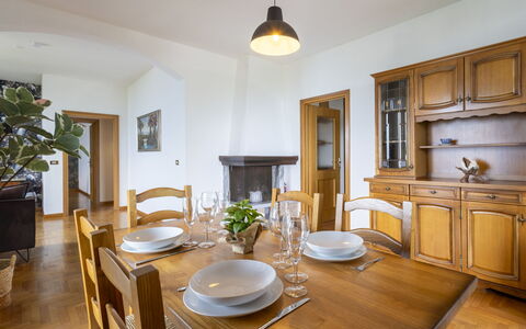 Ortigara Terrace View: Furniture, Interior Design, Flooring, Wood, Dining Room, Ceiling, Chair, Kitchen & Dining Room Table, Table, Room