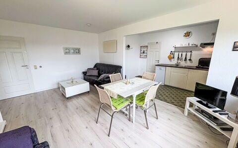 Friesenwohnung: Furniture, Flooring, Floor, Wood, Interior Design, Wood Flooring, Room, Living Room, Couch, Apartment