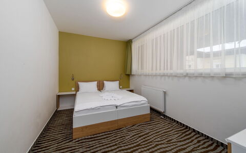 Janské Lázně 6: Wall, Flooring, Floor, Wood, Interior Design, Apartment, Bedroom, Ceiling, Bed, Room