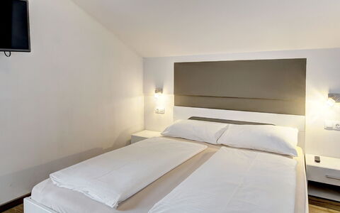 Saalbach-Hinterglemm 150: Bedroom, Bed, Interior Design, Bedding, Bed Frame, Bed Sheet, Floor, Ceiling, Room, Apartment