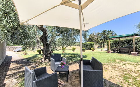 Scarlino 35: Shade, Garden, Outdoor Furniture, Umbrella, Chair, Landscaping, Canopy, Outdoor Structure, Lawn, Yard