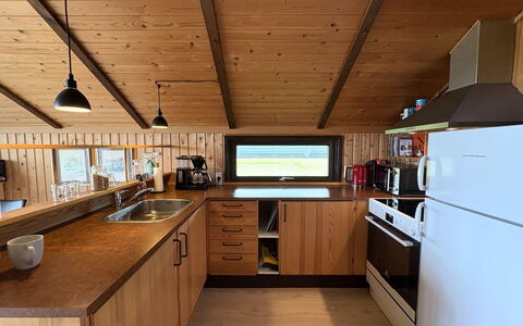 Kalervo - 2.9Km to the Fjord: Wood, Kitchen, Interior Design, Countertop, Flooring, Floor, Furniture, Ceiling, Wood Stain, Kitchen Appliance
