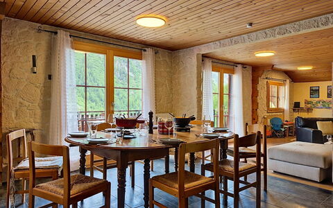 La Patrouille des Glaciers: Furniture, Interior Design, Flooring, Dining Room, Table, Chair, Wood, Floor, Kitchen & Dining Room Table, Ceiling