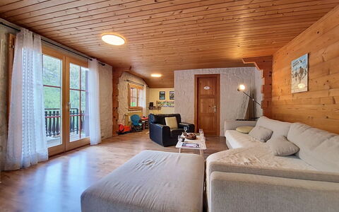 La Patrouille des Glaciers: Furniture, Interior Design, Flooring, Floor, Wood, Ceiling, Room, Couch, Wood Flooring, Living Room